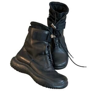 Womens Prada Tactical Leather Boots – Vintage Black, Size 6